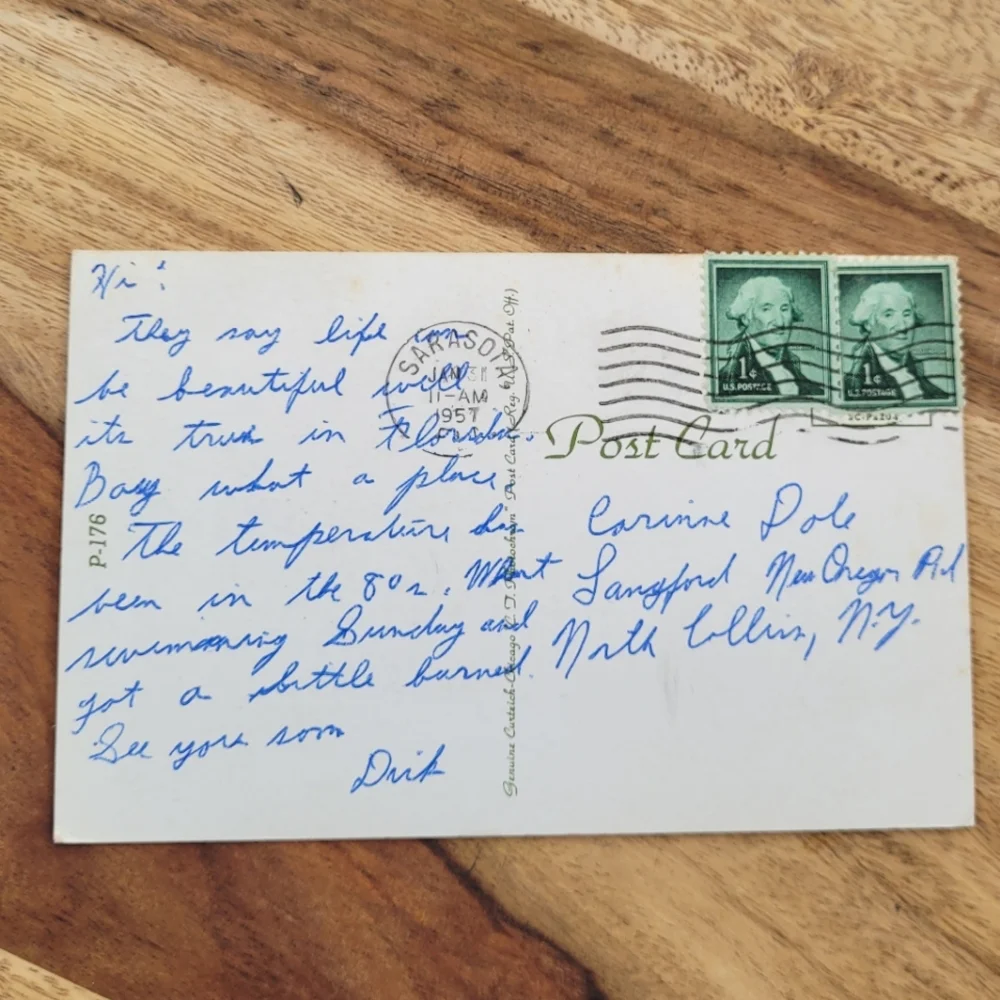 Vintage missing you postcard